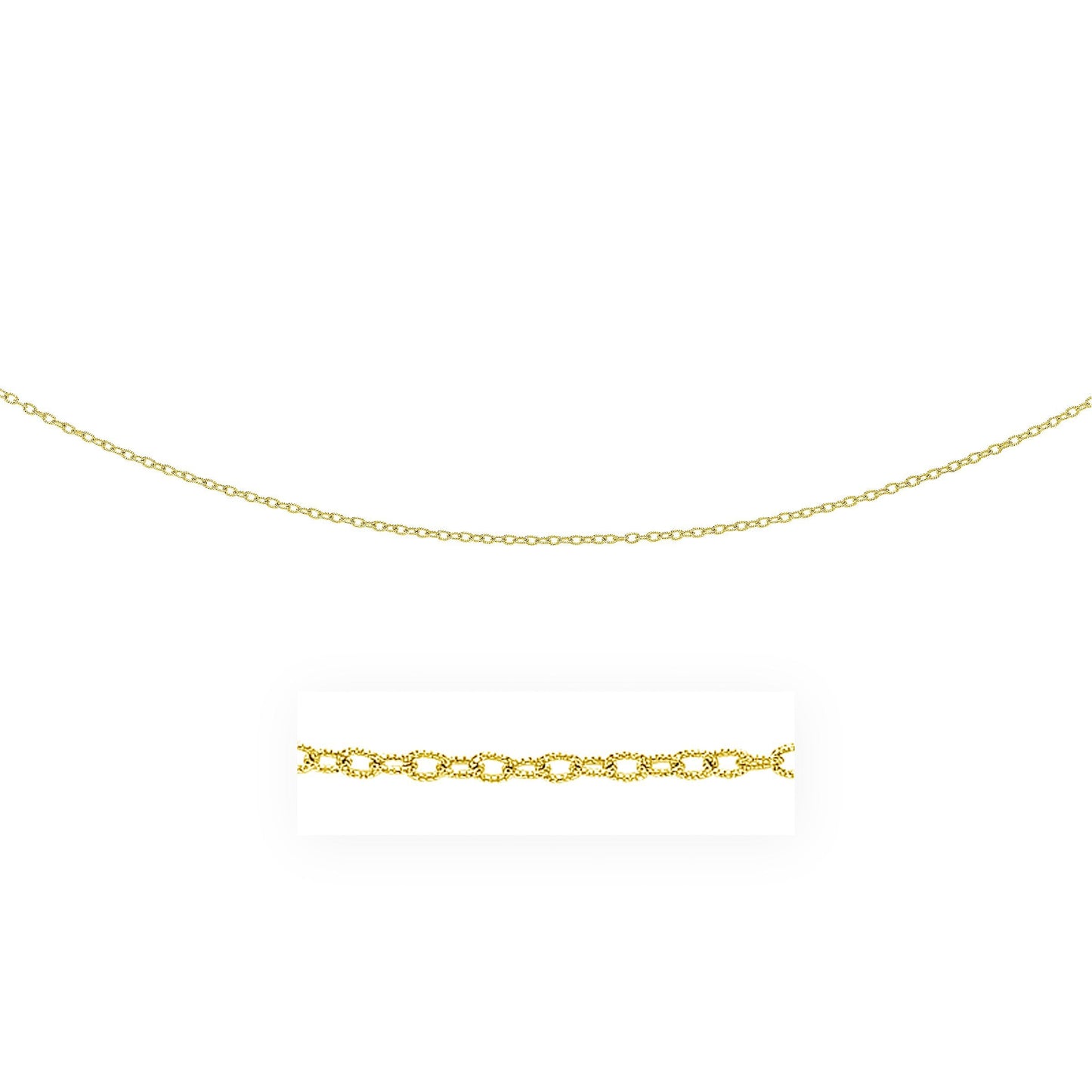 2.5mm 14k Yellow Gold Pendant Chain with Textured Links