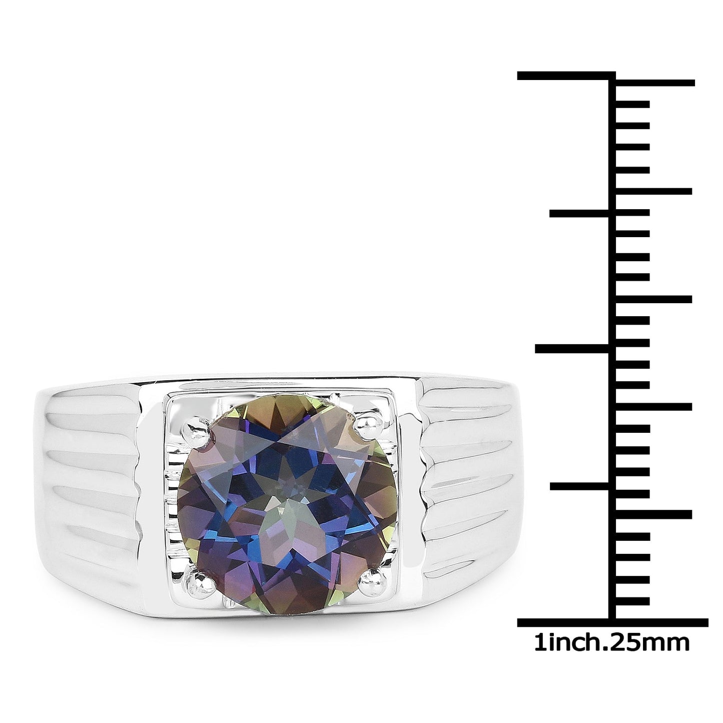 4.75 Carat Genuine Mystic Topaz .925 Sterling Silver Ring