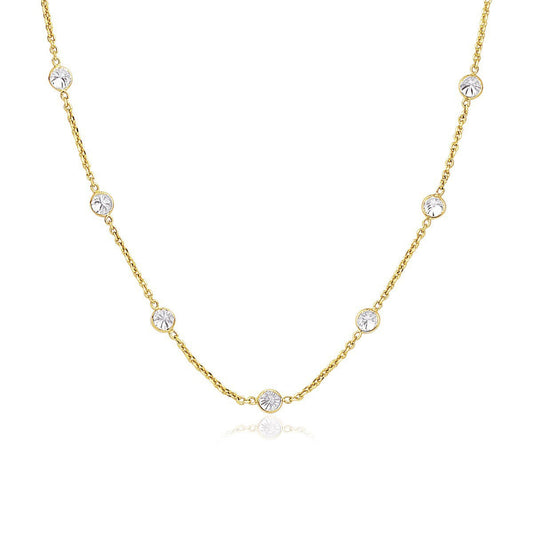 Maillons longs en or jaune 14 carats avec oxydes de zirconium