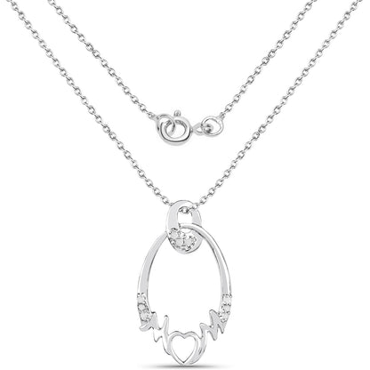 0.14 Carat Genuine White Diamond .925 Sterling Silver Pendant