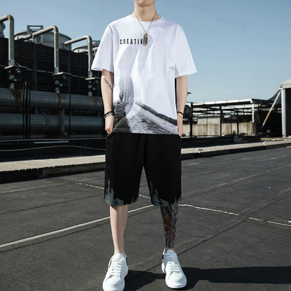 Men's Loose Ice Silk Half Sleeve T-shirt