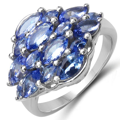 2.48 Carat Genuine Tanzanite .925 Sterling Silver Ring