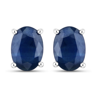 1.90 Carat Genuine Blue Sapphire 14K White Gold Earrings