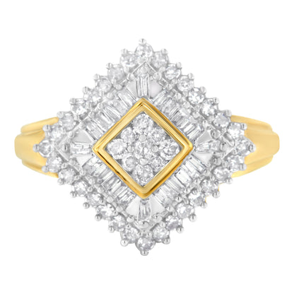10K Yellow Gold Diamond Ballerina Ring (1 Cttw, I-J Color, I1-I2 Clarity) - Size 7