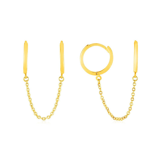 Créoles Huggie à deux trous en or jaune 14 carats