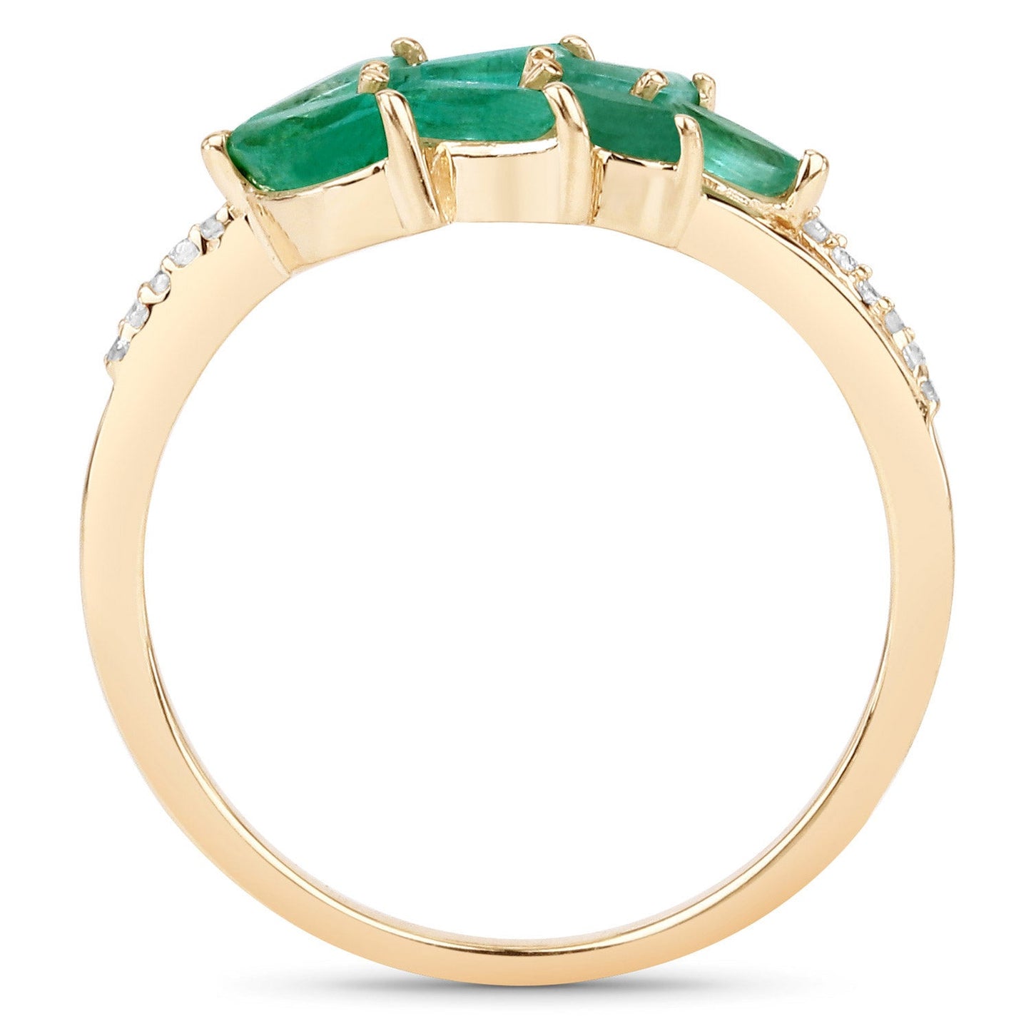 0.68 Carat Genuine Zambian Emerald and White Diamond 14K Yellow Gold Ring