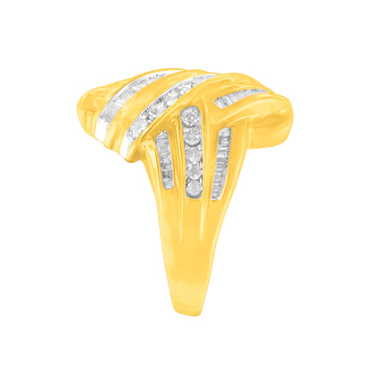 10K Yellow Gold Diamond Bypass Ring (1.0 cttw, H-I Color, I2-I3 Clarity)