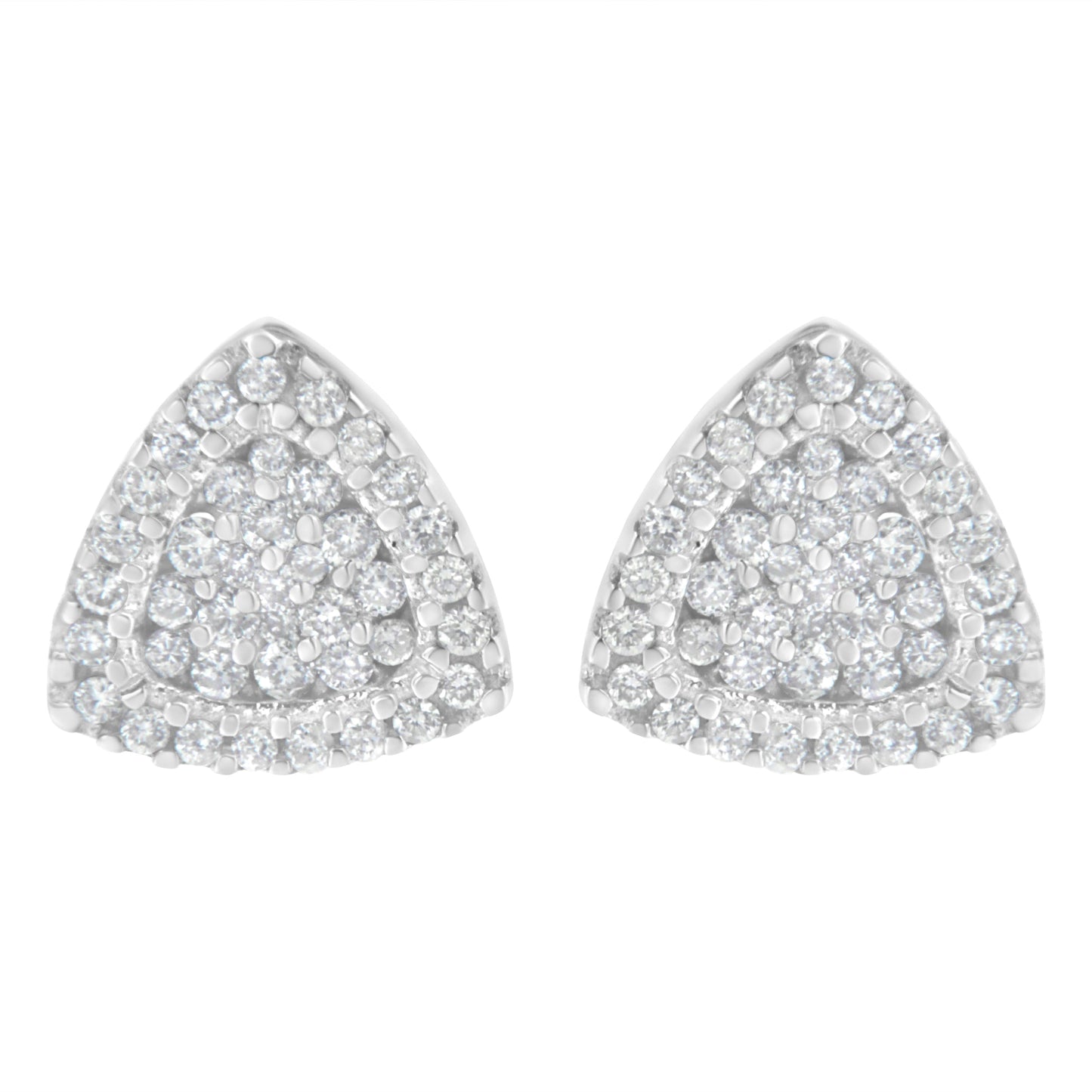 14K White Gold 1/2 cttw Trillion Shaped Diamond Stud Earrings (H-I Clarity, SI2-I1 Color)