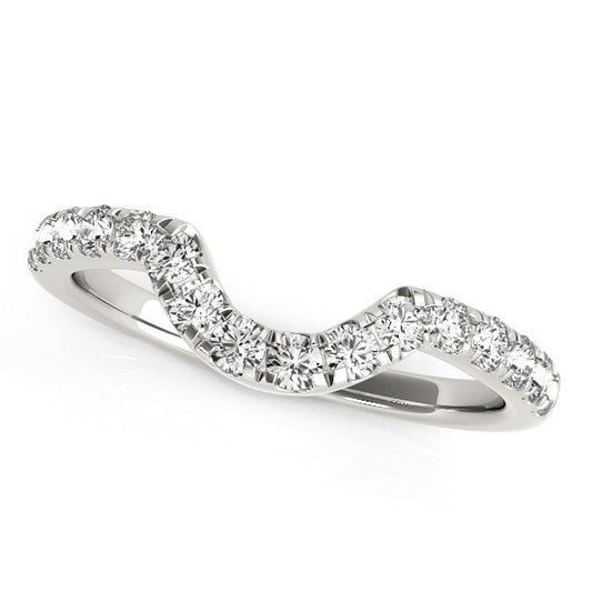 Alliance en or blanc 14 carats incurvée, sertie de diamants (3/8 carat au total)