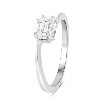 0.33 Carat Genuine White Diamond 18K White Gold Ring (F-G Color, VVS-VS Clarity)
