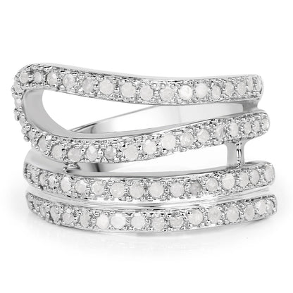0.83 Carat Genuine White Diamond .925 Sterling Silver Ring