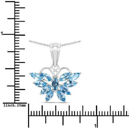 1.76 Carat Genuine Swiss Blue Topaz .925 Sterling Silver Pendant