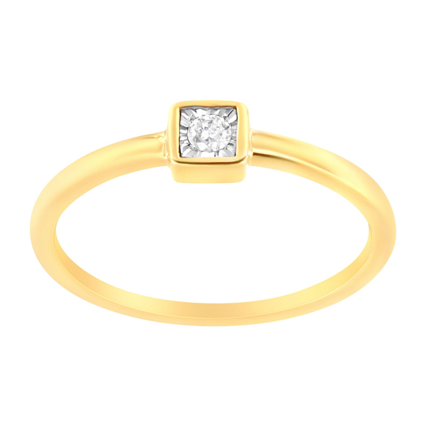 14K Yellow Gold Plated .925 Sterling Silver 1/20 cttw Miracle Set Diamond Promise Ring (J-K Color, I1-I2 Clarity) - Size 6