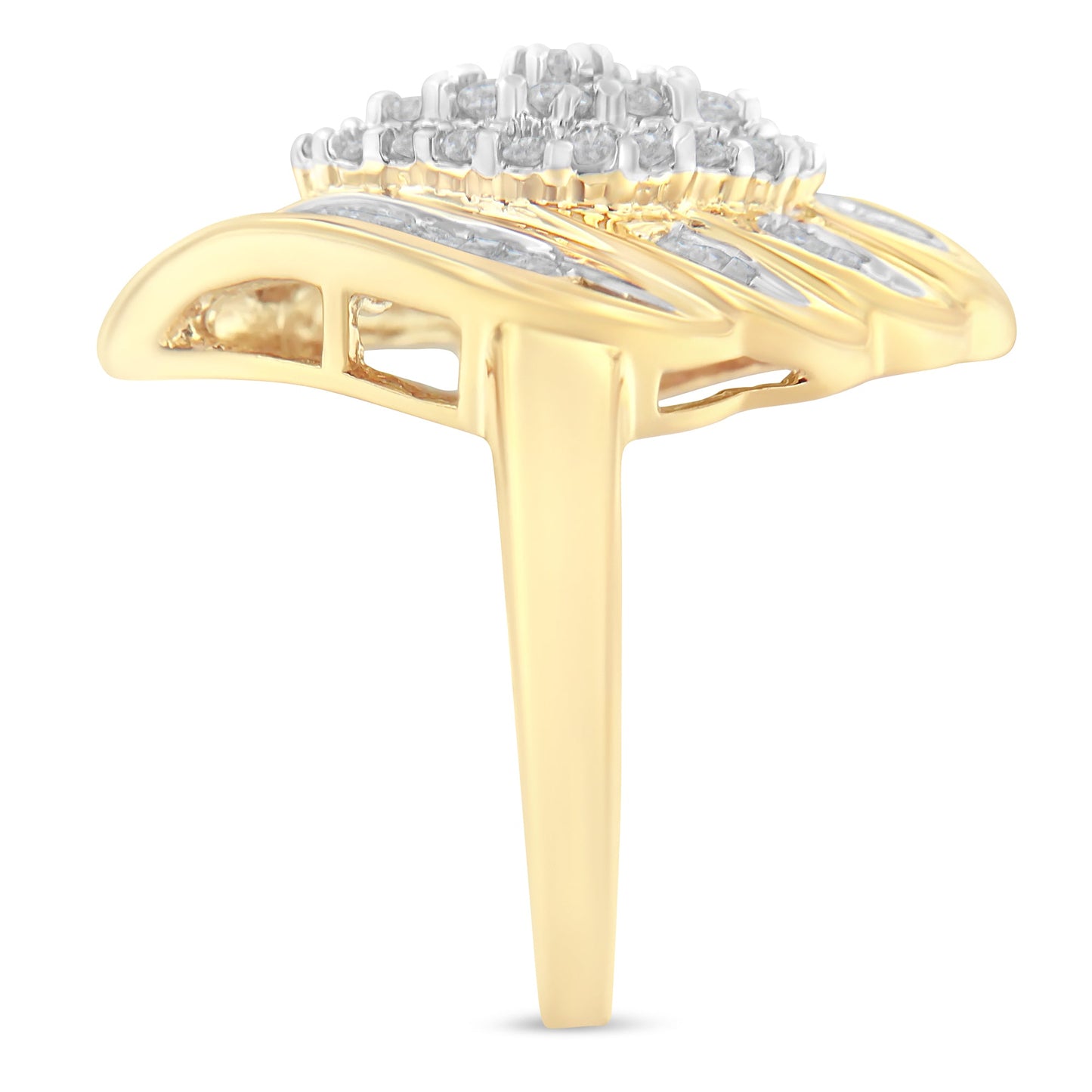 10K Yellow Gold Diamond Cocktail Ring (3/4 Cttw, I-J Color, I2-I3 Clarity) - Size 8