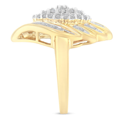 10K Yellow Gold Diamond Cocktail Ring (3/4 Cttw, I-J Color, I2-I3 Clarity) - Size 8