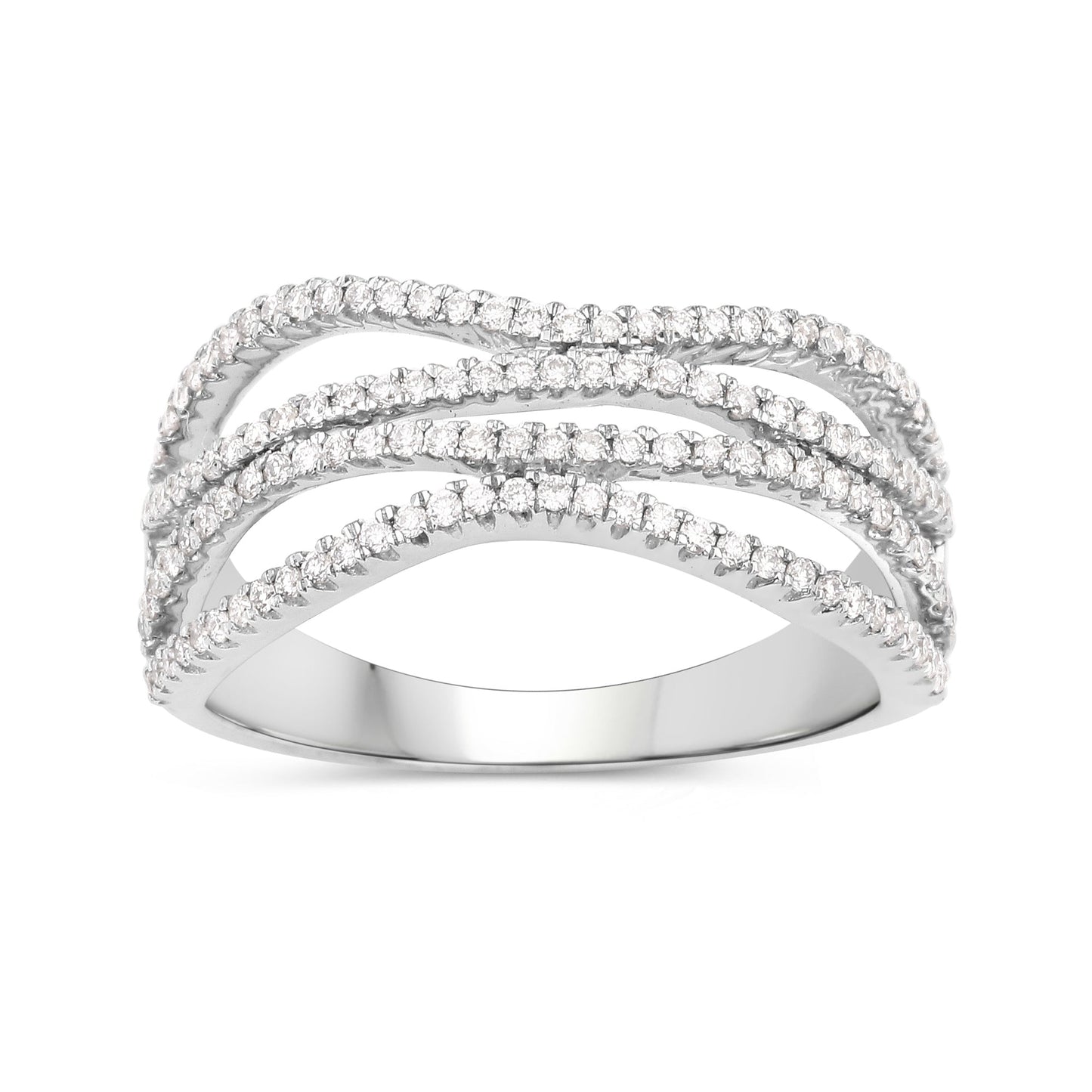 0.46 Carat Genuine White Diamond 14K White Gold Ring (F-G Color, SI Clarity)