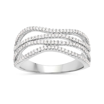 0.46 Carat Genuine White Diamond 14K White Gold Ring (F-G Color, SI Clarity)