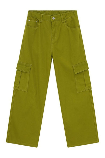 Hight Rise Wide Leg Cargo Pants