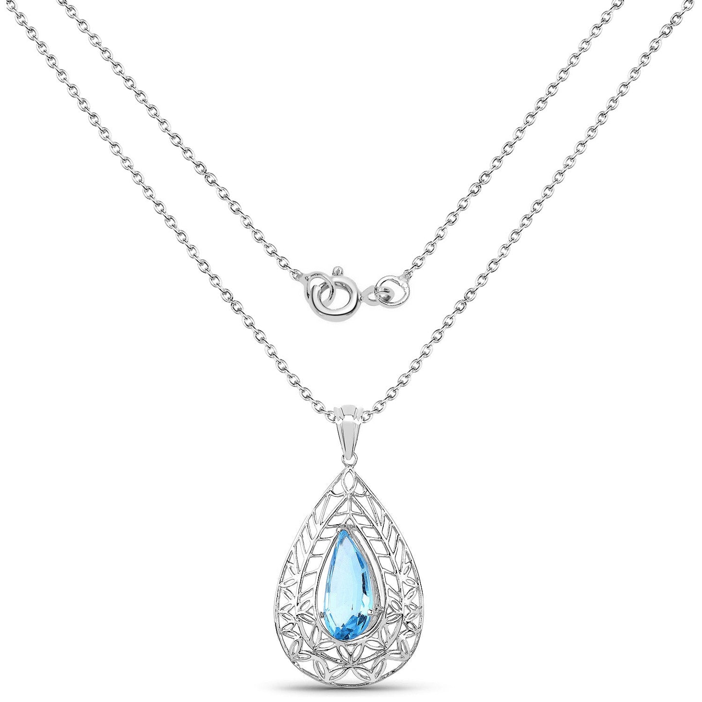 7.20 Carat Genuine Swiss Blue Topaz .925 Sterling Silver Pendant