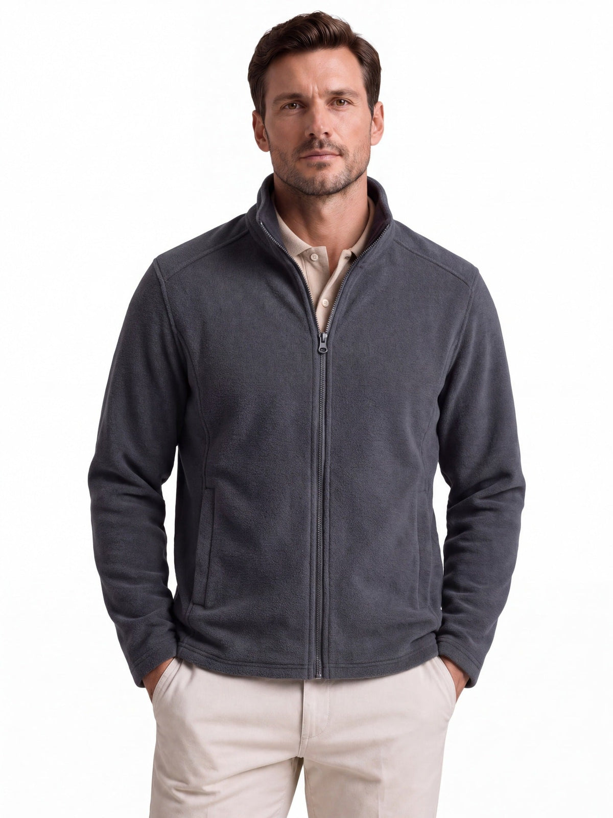 2026 Autumn Winter Foreign Trade Cross-Border Men's Polar Fleece Softshell Jacket European Size Foreign Trade Men's Zip-Up Sweatshirt Top