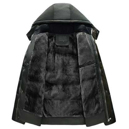 Men's Winter Wool Hooded Jacket with Fleece Lining