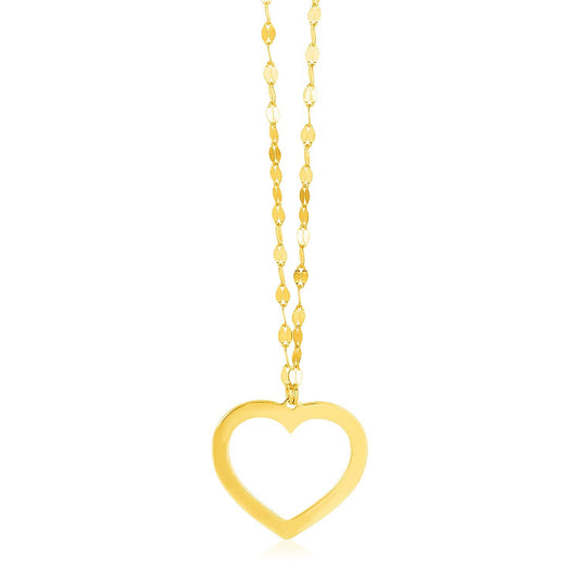 Collier en or jaune 14 carats avec pendentif cœur réversible