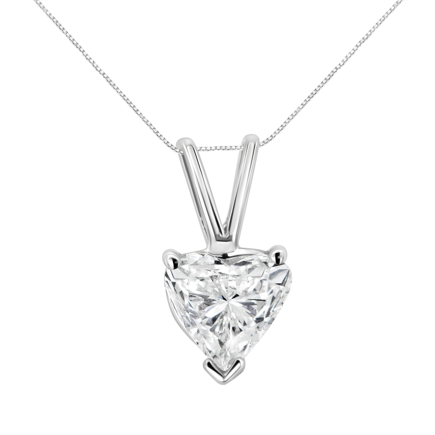 14K White Gold 1/5 Cttw 3-Prong Set Heart Shaped Solitaire Lab Grown Diamond 18" Pendant Necklace (F-G Color, VS2-SI1 Clarity)