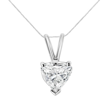 14K White Gold 1/5 Cttw 3-Prong Set Heart Shaped Solitaire Lab Grown Diamond 18" Pendant Necklace (F-G Color, VS2-SI1 Clarity)