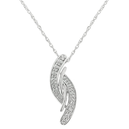 .925 Sterling Silver Diamond Accent Bypass Curve 18" Pendant Necklace (I-J Color, I3 Clarity)