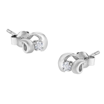 .925 Sterling Silver Round Cut Diamond Fashion Stud Earrings (0.10 cttw, I-J Color, I2-I3 Clarity)