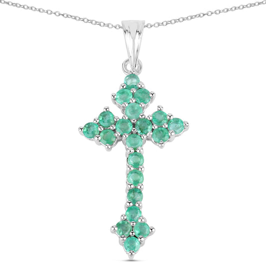 Pendentif en argent sterling 925 avec émeraude véritable de Zambie de 2,00 carats