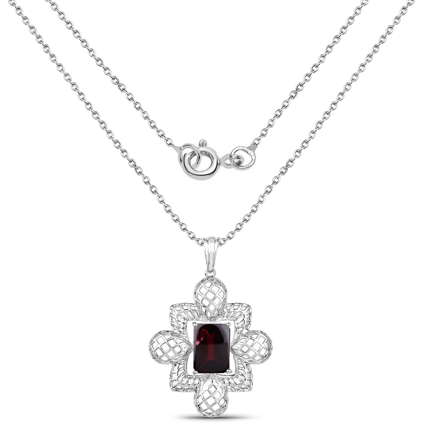 8.00 Carat Genuine Garnet .925 Sterling Silver Pendant