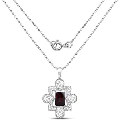 8.00 Carat Genuine Garnet .925 Sterling Silver Pendant