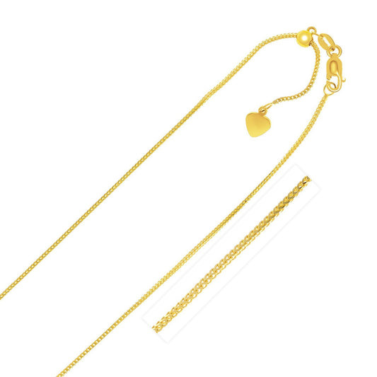Chaîne Franco réglable en or jaune 14 carats, 0,9 mm