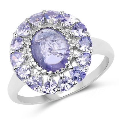 3.85 Carat Genuine Tanzanite .925 Sterling Silver Ring