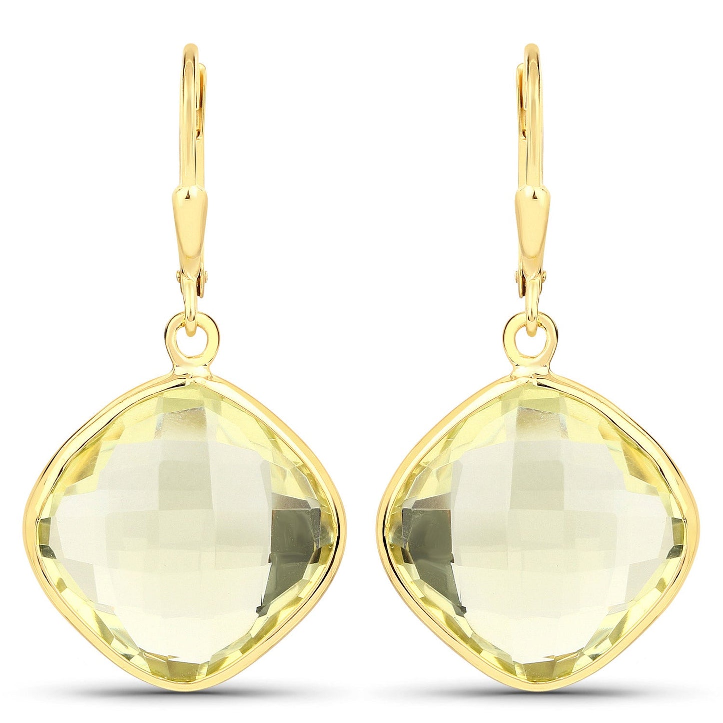 21.40 Carat Genuine Lemon Quartz .925 Sterling Silver Earrings