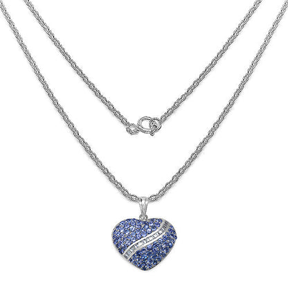 4.17 Carat Genuine Tanzanite and White Topaz .925 Sterling Silver Pendant