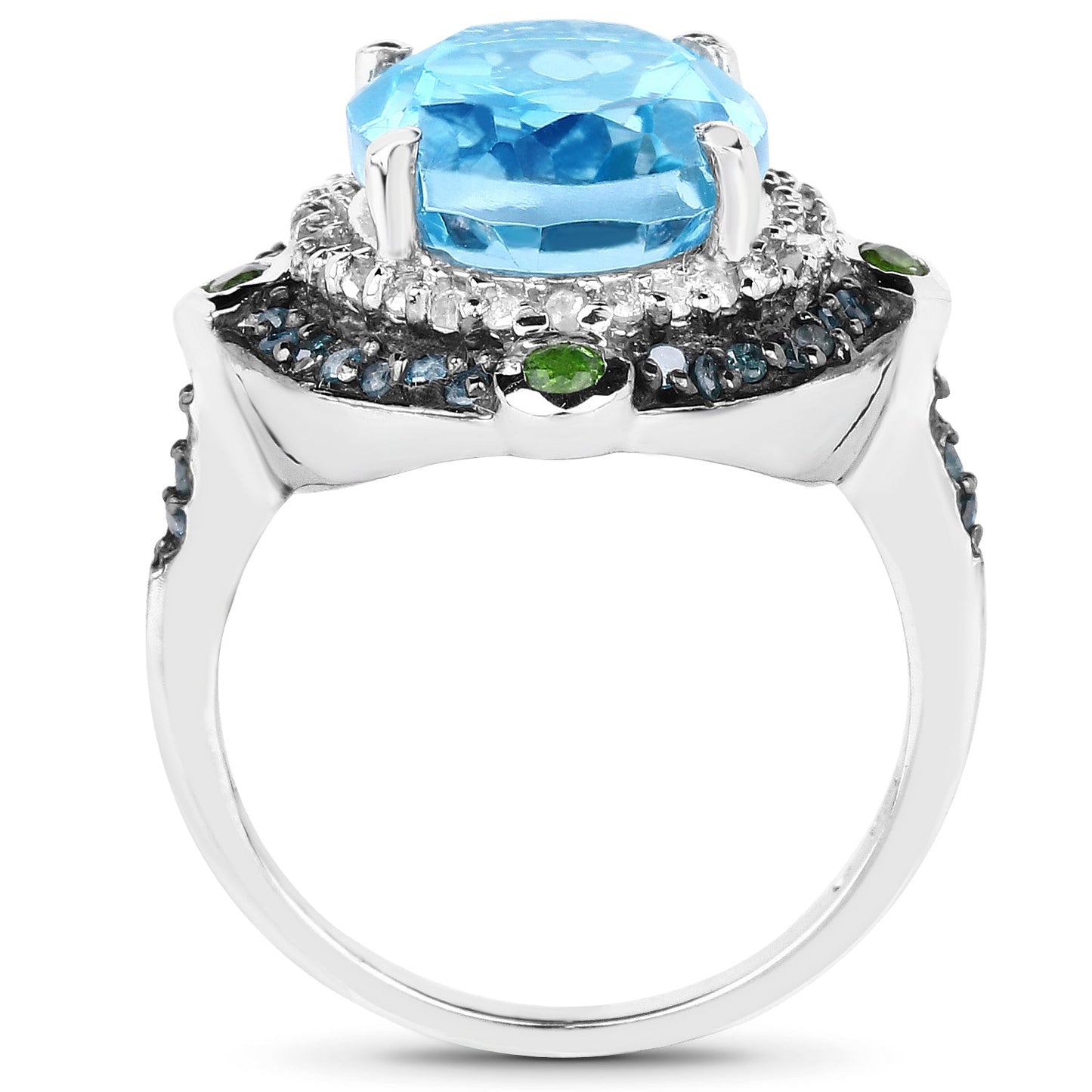 5.84 Carat Genuine Multi Stones .925 Sterling Silver Ring