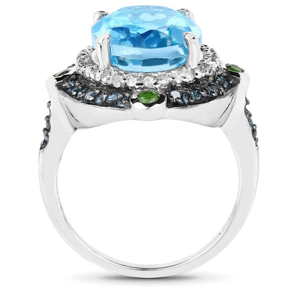 5.84 Carat Genuine Multi Stones .925 Sterling Silver Ring