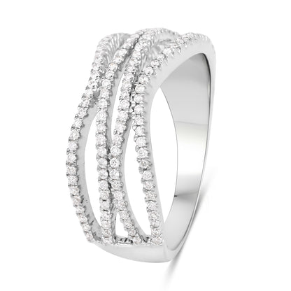 0.46 Carat Genuine White Diamond 14K White Gold Ring (F-G Color, SI Clarity)