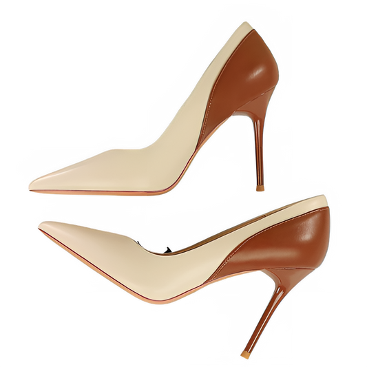 Zapatos de tacón BIGTREE para mujer con bloques de color, punta afilada, tacones altos, zapatos de fiesta sexys, tacones de aguja para mujer, tallas grandes 42 43