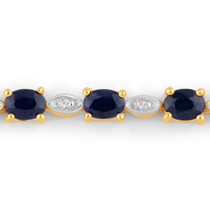 1.83 Carat Genuine Blue Sapphire and White Diamond .925 Sterling Silver Bracelet