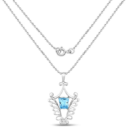5.68 Carat Genuine Swiss Blue Topaz .925 Sterling Silver Pendant