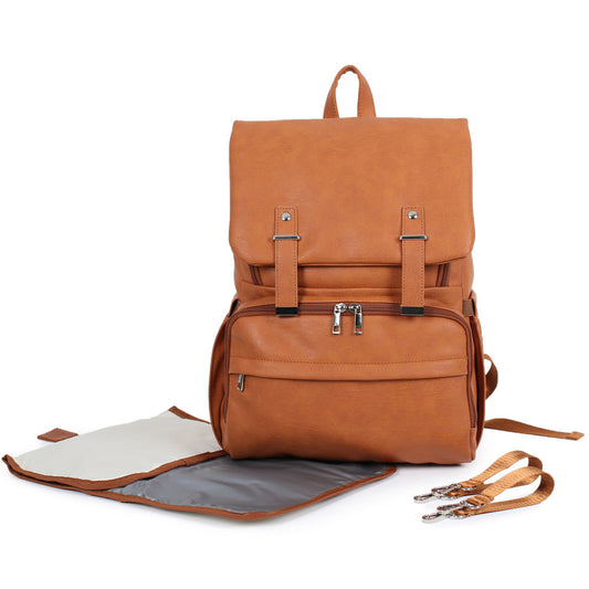 Mochila de cuero sintético para madre y bebé