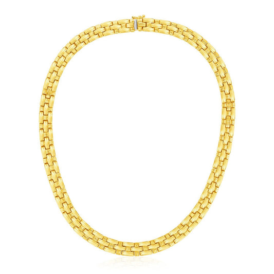 Collier en or jaune 14 carats motif panier tressé
