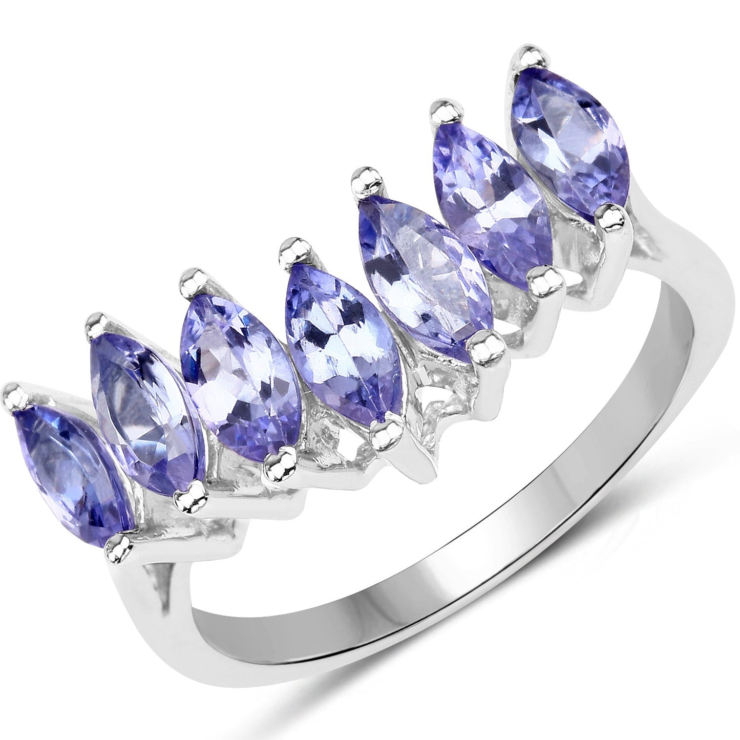 1.68 Carat Genuine Tanzanite .925 Sterling Silver Ring