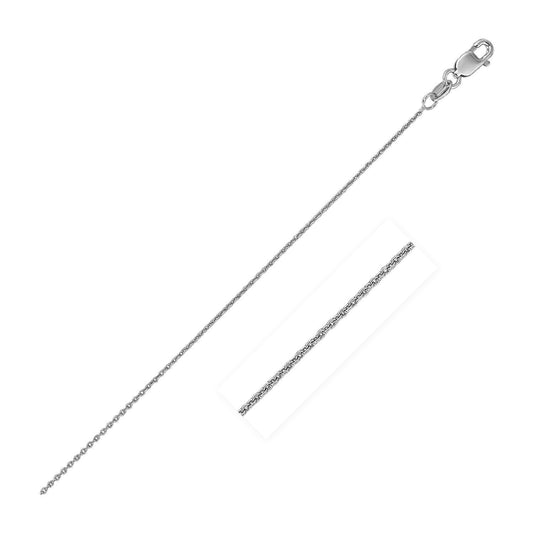 Chaîne maille forçat ovale en or blanc 14 carats, 0,6 mm