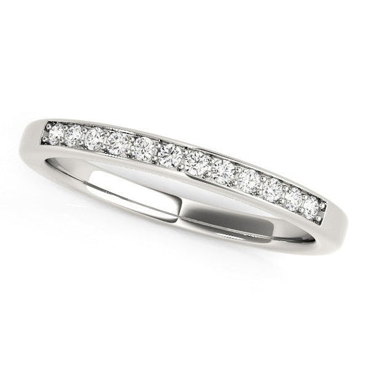 Alliance de mariage en or blanc 14 carats avec diamants (1/8 carat total)