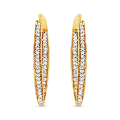 10K Yellow Gold 1/2 Cttw Round-Cut Diamond Modern Hoop Earrings (I-J Color, I2-I3 Clarity)