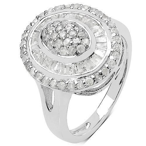 1.08 Carat Genuine White Diamond .925 Sterling Silver Ring